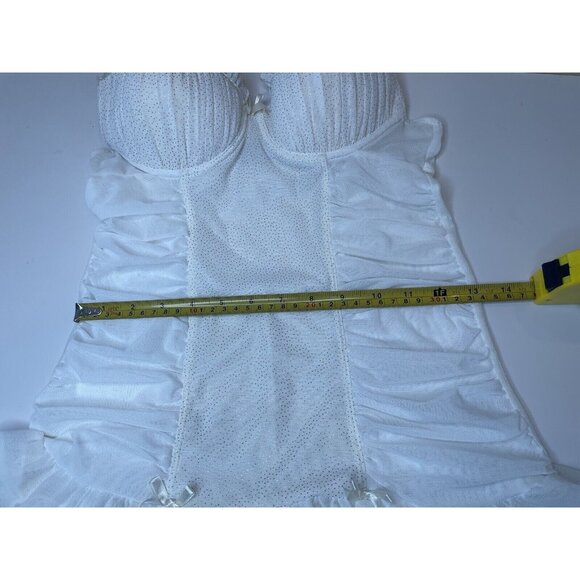 Per Lei M Bra Slip Lingerie ruffled negligee Beige Ivory Dotted 34C - Picture 9 of 9